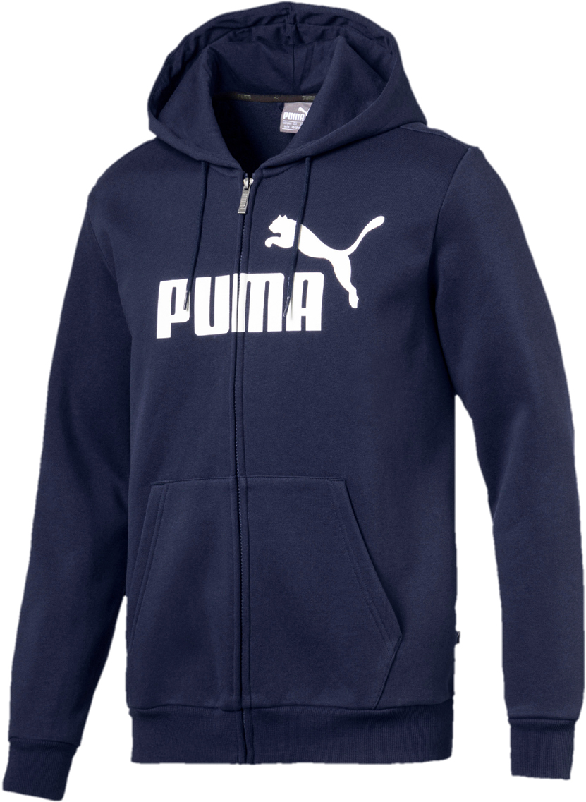 Толстовка мужская Puma Essentials Fleece Hooded Jkt, цвет: темно-синий, белый. 85176506. Размер M (46/48)