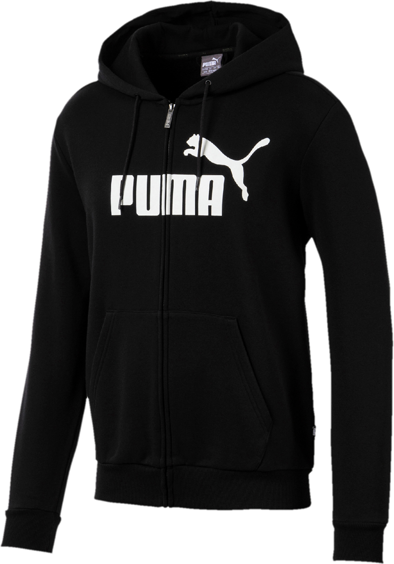 Толстовка мужская Puma Essentials Fleece Hooded Jkt, цвет: черный, белый. 85176501. Размер M (46/48)