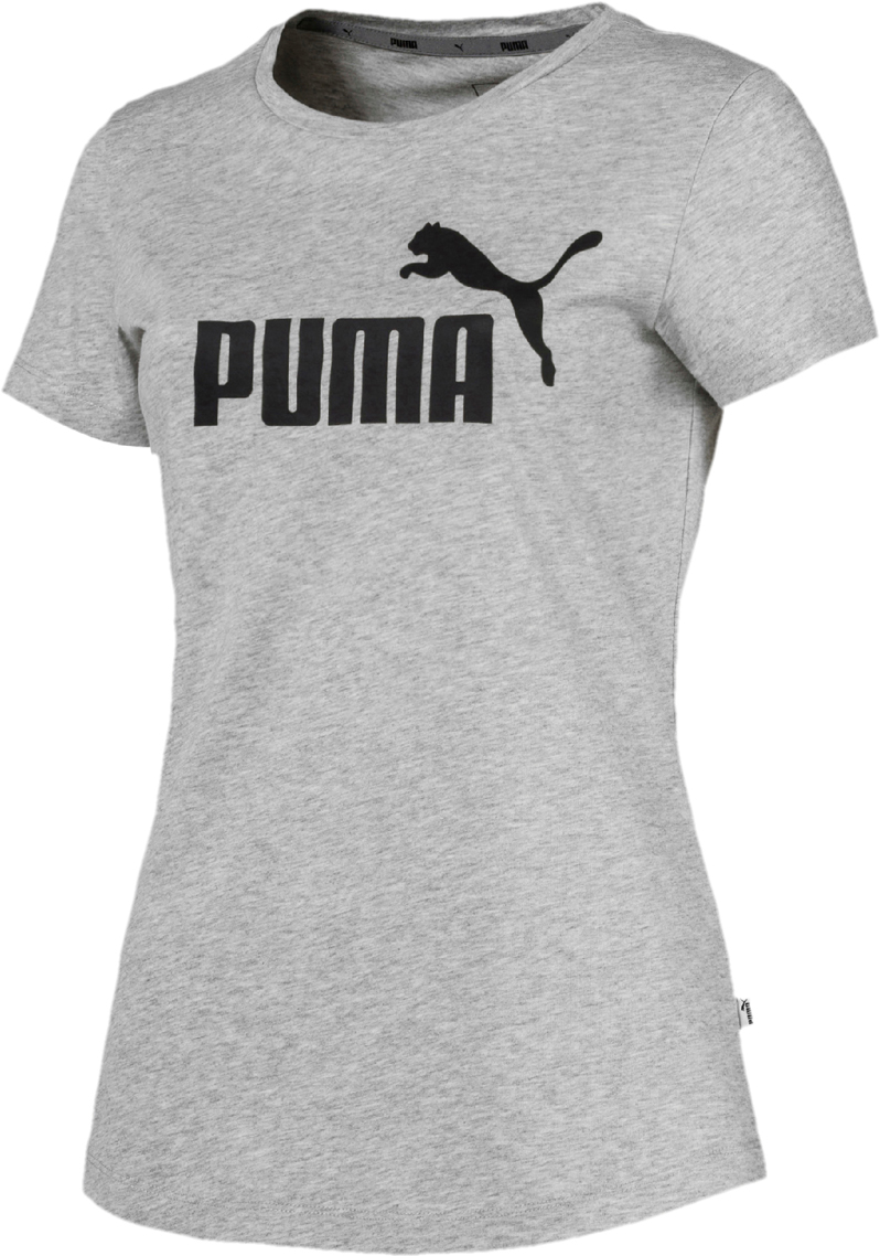 Футболка женская Puma Essentials Tee, цвет: светло-серый, черный. 85178704. Размер XXL (50/52)