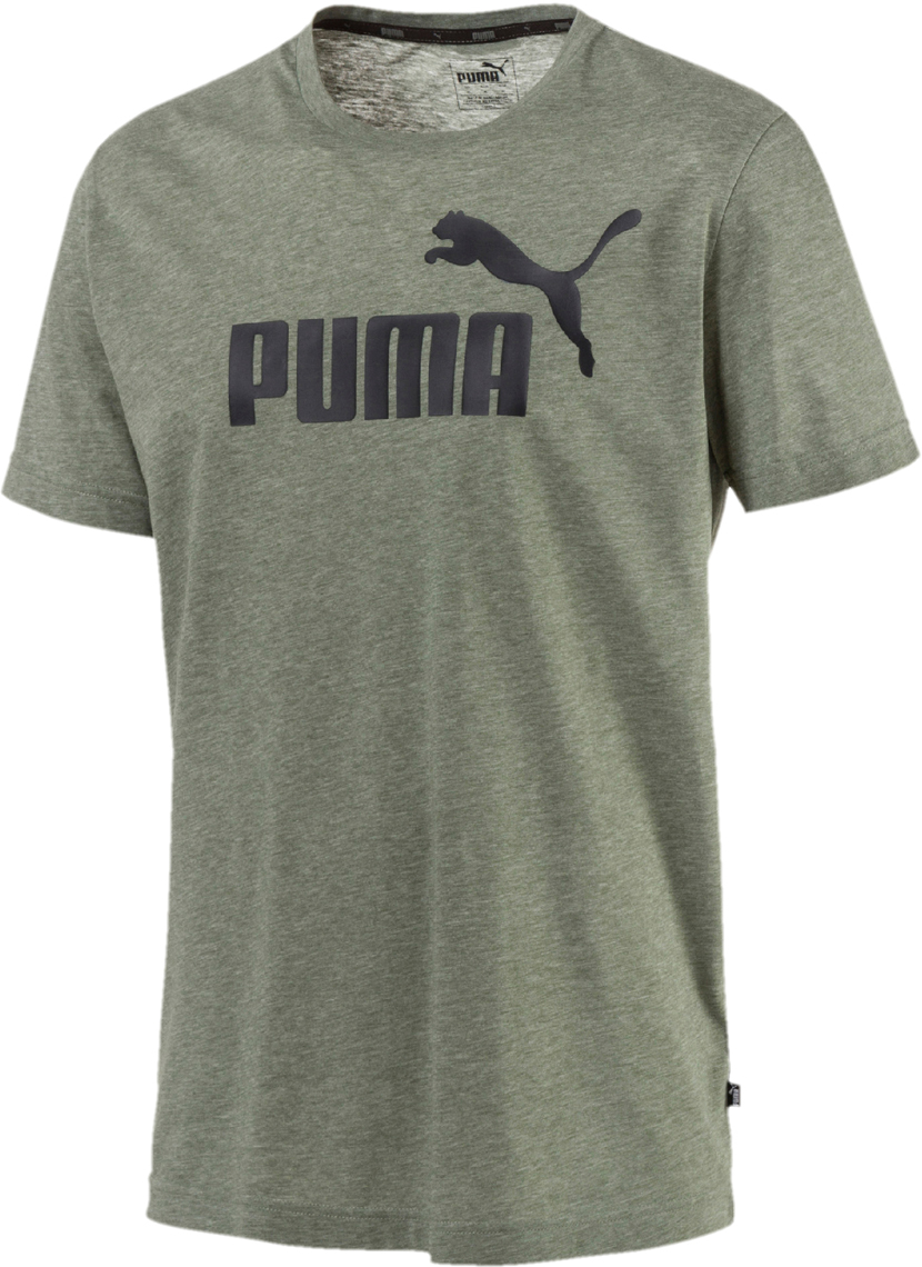 Футболка мужская Puma Essentials+ Heather Tee, цвет: зеленый, черный. 85241923. Размер S (44/46)