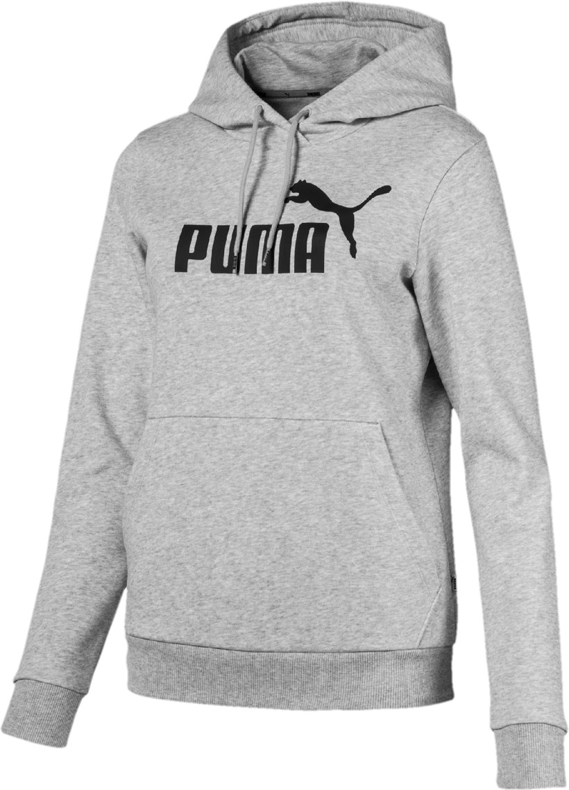 Худи женское Puma Essentials Fleece Hoody, цвет: светло-серый, черный. 85179704. Размер L (46/48)