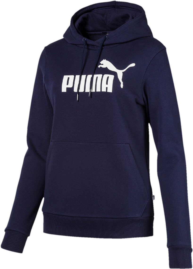 Худи женское Puma Essentials Fleece Hoody, цвет: темно-синий, белый. 85179706. Размер XL (48/50)