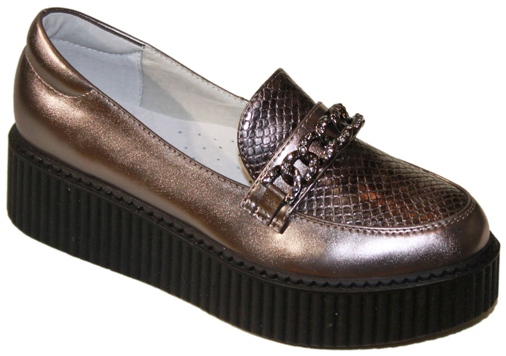 Туфли для девочки Leopard Kids, цвет: бронзовый. 002-12310. Размер 34