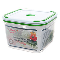 Контейнер Oriental Way Simple control, 1,7 лVT-1520(SR) Контейнер Oriental Way Simple control, 1,7 лVT-1520(SR)Контейнер снабжен инновационной крышкой, которая обеспечивает абсолютную герметичность, водонепроницаемость и не пропускает запахи. Благодаря такой крышке продукты долго сохраняют свою свежесть. На крышке имеется специальный клапан для выпуска пара и атискользящие вставки для устойчивого вертикального хранения. Прозрачные стенки контейнера позволяют видеть содержимое. Контейнер легко моется в посудомоечной машине.Характеристики:Материал: полипропилен. Размер: 16 см х 16 см х 11 см. Объем: 1,7 л. Производитель: Китай. Артикул: GL-9002. Торговая марка Oriental way известна на рынке с 1996 года. Эта марка объединяет товары для кухни, изготовленные из дерева и других материалов. Все товары марки Oriental way являются безопасными для здоровья, экологичными, прочными и долговечными в использовании.