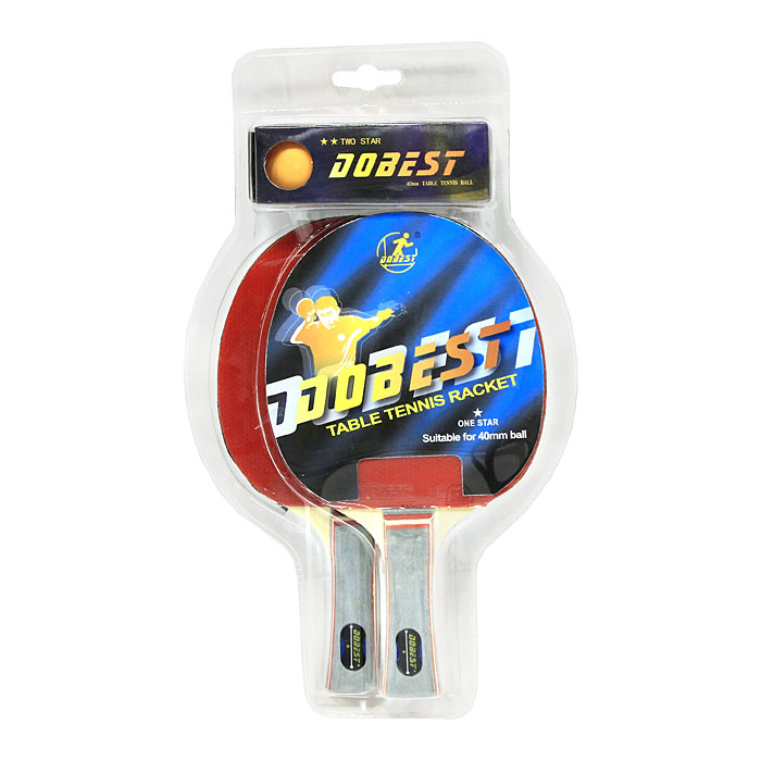 Набор для настольного тенниса Dobest. 1 StarBR20/1 Набор для настольного тенниса Dobest. 1 StarBR20/1Набор Dobest для настольного тенниса понравится вашему ребенку и надолго займет его внимание.Набор включает в себя 2 ракетки и 3 мячика.Настольный теннис - спортивная игра, основанная на перекидывании мяча ракетками через игровой стол с сеткой, цель которой- не дать противнику отбить мяч. Игра в настольный теннис развивает концентрацию внимания, ловкость и координацию. Характеристики:Материал: дерево, резина, пластик.Размер ракетки: 26 см х 15 см.Длина ручки: 10 см.Диаметр мяча: 3,8 см.Артикул: BR20/1.Производитель: Китай.Уважаемые клиенты!Обращаем ваше внимание на цветовой ассортимент товара. Поставка осуществляется в зависимости от наличия на складе.