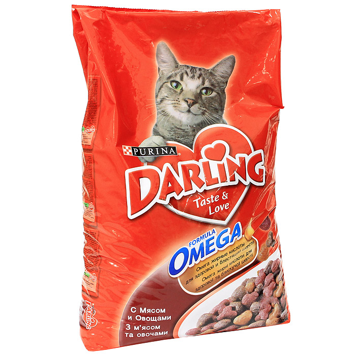 Корм сухой Darling для взрослых кошек, с мясом и овощами, 10 кг0120710 Корм сухой Darling для взрослых кошек, с мясом и овощами, 10 кг0120710Сухой корм Darling - это полноценное питание для взрослых кошек. Корм содержит омега жирные кислоты, которые обеспечивают превосходное качество питания вашей кошки и помогают поддерживать здоровую, блестящую и приятную на ощупь шерсть вашего питомца.Состав: злаки и продукты переработки злаков, продукты переработки мяса и и мясных субпродуктов (минимум 4% мясо птицы), животный жир, соевая мука, вкусоароматическая кормовая добавка, продукты переработки овощей (минимум 0,5%), минеральные вещества, регулятор кислотности, антиокислитель, красители, консерванты. Пищевая ценность: сырой белок 27,0 г, влажность 8,0 г, сырой жир 7,0 г, сырая зола 7,0 г, сырая клетчатка 2,5 г, кальция 1,4 г, медь 1,7 мг, фосфор 1,4 г, железо 17 мг, калий 0,8 г, марганец 4,0 мг, натрий 0,2 г, цинк 18 мг, магний 0,17 г, селен 32 мкг, линоленовая кислота 0,2 г, линолевая кислота 2,3 г, витамин А 850 МЕ, витамин D 85 МЕ, витамин Е 7,5 мг, витамины группы В 170 мг. Товар сертифицирован.