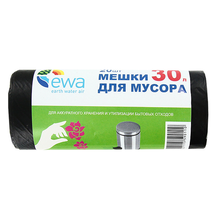 Мешки для мусора Ewa, цвет: черный, 30 л, 20 шт100-49000000-60 Мешки для мусора Ewa, цвет: черный, 30 л, 20 шт100-49000000-60Мешки для мусора Ewa, являясь предметами первой необходимости, служат для аккуратного хранения и утилизации бытовых отходов. Мешки изготовлены из полиэтилена низкого давления черного цвета. Характеристики:Материал:полиэтилен. Объем: 30 л. Количество: 20 шт. Цвет: черный. Изготовитель: Россия. Артикул: 4607115590110.