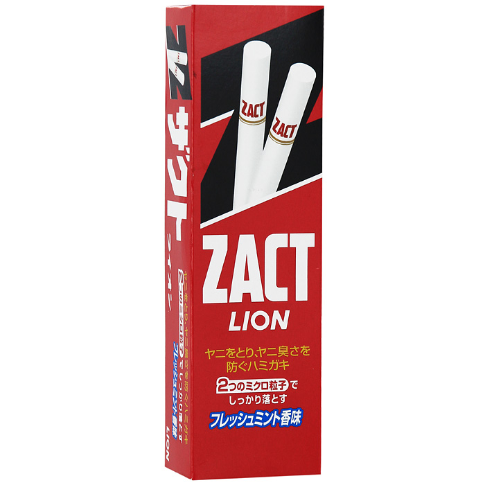 Зубная паста Lion Zact, антибактериальная, 150 гSatin Hair 7 BR730MN Зубная паста Lion Zact, антибактериальная, 150 гSatin Hair 7 BR730MNЗубная паста Zact эффективно удаляет никотиновый налет и устраняет запах табака. Очищающие и полирующие компоненты - вторичнокислый фосфат кальция и оксид алюминия, входящие в состав пасты, удаляют никотиновый налет с поверхности зубов, очищают зубную эмаль от темного налета кофе и чая, делая зубы белыми, здоровыми и красивыми. Зубная паста бережно воздействует на эмаль зубов, не допуская ее повреждения. Мятный вкус придает свежесть дыханию и предотвращает появление неприятного запаха изо рта. Характеристики:Вес: 150 г. Производитель: Япония.Артикул:171898.Товар сертифицирован.