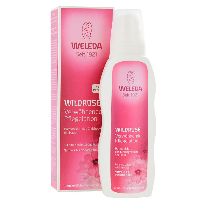 Молочко для тела Weleda Wildrose, гармонизирующее, для нормальной и сухой кожи, 200 млFS-00897 Молочко для тела Weleda Wildrose, гармонизирующее, для нормальной и сухой кожи, 200 млFS-00897В древние времена розовое масло ценилось на вес золота. И это не удивительно - чтобы получить один литр этого поистине волшебного средства, необходимо переработать три миллиона нежнейших розовых цветков. Масло дикой розы ценится за свой изысканный аромат, который пробуждает чувства и оказывает успокаивающее и гармонизирующее воздействие на организм. Оно способствует пробуждению и укреплению жизненных сил кожи, помогает установить правильный баланс процессов регенерации кожи. Изысканное и чувственное, 100 % натуральное молочко для тела Weleda c маслом семян розы москетта защитит нормальную и сухую кожу от потери влаги, подарит ей сказочную упругость и эластичность. Дерматологические исследования подтверждают повышение уровня влажности кожи на 34% уже после четырех недель применения молочка. В состав средства входят только натуральные вещества, богатые витаминами, минералами и ненасыщенными жирными кислотами. Масла ши и жожоба интенсивно увлажнят даже самые глубокие слои кожи - она станет невероятно мягкой и бархатистой. Шелковистое средство легко наносится, замечательно впитывается и не закупоривает поры, позволяя коже дышать, а волшебный запах роз подарит поистине королевский сеанс ароматерапии и сделает каждый день чувственным и гармоничным. Характеристики:Объем: 200 мл. Размер упаковки: 19 см х 6 см х 4 см. Производитель: Германия. Артикул: 8857. Товар сертифицирован.