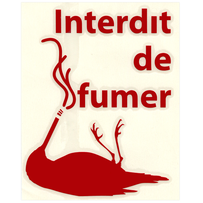 Стикер Paristic Interdit de fumer, цвет: красный, 11 х 14 см300074_гранат Стикер Paristic Interdit de fumer, цвет: красный, 11 х 14 см300074_гранатДобавьте оригинальность вашему интерьеру с помощью необычного стикера Interdit de fumer. Изображение на стикере в виде мертвой птицы красного цвета и надпись на французском языке Interdit de fumer (не курить), основная тема представленной композиции - борьба с курением.Необыкновенный всплеск эмоций в дизайнерском решении создаст утонченную и изысканную атмосферу не только спальни, гостиной или детской комнаты, но и даже офиса. Стикер выполнен из матового винила - тонкого эластичного материала, который хорошо прилегает к любым гладким и чистым поверхностям, легко моется и держится до семи лет, не оставляя следов. Сегодня виниловые наклейки пользуются большой популярностью среди декораторов по всему миру, а на российском рынке товаров для декорирования интерьеров - являются новинкой. Характеристики: Материал:винил. Размер стикера: 11 см х 14 см. Цвет:красный. Производитель: Франция. Комплектация: виниловый стикер; инструкция; Paristic - это стикеры высокого качества. Художественно выполненные стикеры, создающие эффект обмана зрения, дают необычную возможность использовать в своем интерьере элементы городского пейзажа. Продукция представлена широким ассортиментом - в зависимости от формы выбранного рисунка и от Ваших предпочтений стикеры могут иметь разный размер и разный цвет (12 вариантов помимо классического черного и белого). В коллекции Paristic - авторские работы от урбанистических зарисовок и узнаваемых парижских мотивов до природных и графических объектов. Идеи французских дизайнеров украсят любой интерьер: Paristic - это простой и оригинальный способ создать уникальную атмосферу как в современной гостиной и детской комнате, так и в офисе.В настоящее время производство стикеров Paristic ведется в России при строгом соблюдении качества продукции и по оригинальному французскому дизайну.