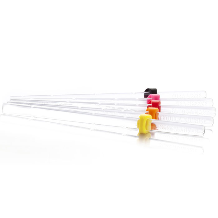 Палочки для коктейлей VacuVin Recipe Sticks, с рецептами, 6 штVT-1520(SR) Палочки для коктейлей VacuVin Recipe Sticks, с рецептами, 6 штVT-1520(SR)Коктейльные палочки VacuVin Recipe Sticks, выполненные из прозрачного пластика, с рецептами предназначены для коктейлей, которые смешиваются непосредственно в стакане. На каждой из шести палочек нанесен свой рецепт и доли ингредиентов для быстрого и простого смешивания коктейля. Палочки специально предназначены для высоких коктейльных стаканов. Выпускается шесть видов палочек с рецептами различных коктейлей. Хотите смешать Том Коллинз, Морской бриз или один из четырех других классических коктейлей? С коктейльными палочками Vacu Vin Recipe Sticks вы мгновенно приготовите изысканные коктейли. Регулируемый резиновый колпачек позволяет прикрепить коктейльную палочку к стакану. Следуйте инструкциям на палочке, а затем используйте ее для перемешивания коктейля.Коктейльные палочки легко мыть и можно использовать многократно. Характеристики:Материал: пластик, резина. Комплектация: 6 шт. Размер палочки: 19 см х 1 см х 0,5 см. Размер упаковки: 22 см х 11 см х 2 см. Производитель: Нидерланды. Артикул: 7860060.