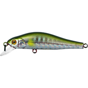 Воблер Jerkbait, длина 5 см, вес 2,9 г. 50F-SR/06235312 Воблер Jerkbait, длина 5 см, вес 2,9 г. 50F-SR/06235312Воблер Jerkbait с маленькой лопастью отлично привлекает небольшую щуку и в то же время, прекрасно приманивает окуня, язя и голавля, что позволяет одной приманкой облавливать практически все небольшие водоемы. Так же эффективно он показал себя при ловле форели. Реалистичная игра воблера при медленной проводке и очень соблазнительные движения при легких рывках не оставляют равнодушным ни одного хищника. Характеристики:Материал: металл, пластик. Длина: 5 см. Вес: 2,9 г. Цвет тела: 062. Рабочая глубина: 0,5 м. Плавучесть - взвешенный. Артикул: 062.