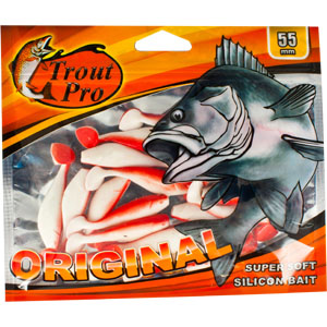 Риппер Trout Pro Original, длина 5,5 см, 20 шт. 3526028903 Риппер Trout Pro Original, длина 5,5 см, 20 шт. 3526028903Приманка предназначена для джиговой ловли хищной рыбы: окуня, судака, щуки. Специальная пластина придает приманке колебательные движения, усиливая ее сходство с живой рыбкой. Характеристики:Длина: 5,5 см. Цвет тела:149 (белый с красной спиной). Материал: эластичный полимер. Размер упаковки: 16,5 см х 14 см х 0,5 см. Производитель: Китай. Артикул: 35260.