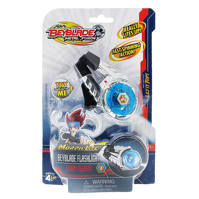 Фонарик Beyblade (Бейблейд) Morph-Lite, цвет: синийDT39047 Фонарик Beyblade (Бейблейд) Morph-Lite, цвет: синийDT39047Оригинальный фонарик Morph-Lite Beyblade Morph-Lite, непременно, понравится любителю одноименного мультфильма и всего необычного. Если нажать на кнопку, то верхняя часть фонарика засветиться и начнет крутиться. Фонарик можно прикрепить на рюкзак, и он станет ярким брелоком. Порадуйте своего ребенка таким замечательным подарком! Характеристики:Размер фонарика: 9,5 см х 5 см х 2,5 см. Размер упаковки: 15 см x 22 см x 4,5 см. Изготовитель: Китай.Рекомендуется приобрести 3 батареи напряжением 1,5V типа AG13 (товар комплектуется демонстрационными).