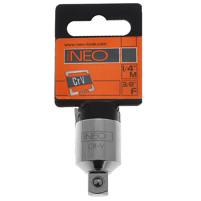 Переходник Neo с 3/8 на 1/42706 (ПО) Переходник Neo с 3/8 на 1/42706 (ПО)Переходник Neo предназначен для установки на трещотку более меньших/больших головок по размеру. Характеристики: Материал: хром-ванадий. Длина переходника: 2,5 см. Размер переходника:с 3/8 на 1/4. Размер упаковки:8,5 см х 4,5 см х 1,5 см.