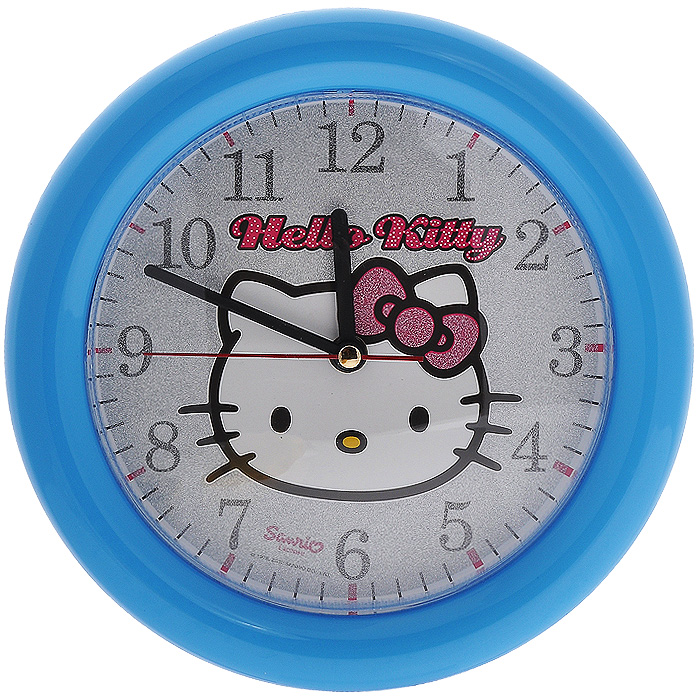 Часы настенные Hello Kitty, цвет: голубой. Диаметр 25 смHS-21333C Часы настенные Hello Kitty, цвет: голубой. Диаметр 25 смHS-21333CЯркие настенные часы Hello Kitty с надежным кварцевым механизмом - это не только функциональное устройство, но и оригинальный элемент декора, который великолепно впишется в интерьер детской комнаты. Круглые пластиковые часы имеют три стрелки: часовую, минутную и секундную, их циферблат оформлен изображением очаровательной и всеми любимой кошечкой Китти и надписью Hello Kitty.Корпус часов выполнен в голубом цвете и украшен блестками. Характеристики:Материал: пластик, металл. Диаметр циферблата: 19 см. Размер часов: 25,5 см х 25,5 см x 4 см. Размер упаковки: 25,5 см х 30,5 см х 4,5 см. Изготовитель: Россия. Необходимо докупить 1 батарею напряжением 1,5V типа AA (не входит в комплект).