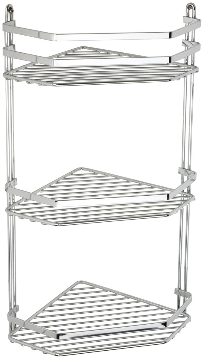 Полка для ванной комнаты Vanstore Modern, 3-ярусная, угловая, цвет: хром, высота 50 см391602 Полка для ванной комнаты Vanstore Modern, 3-ярусная, угловая, цвет: хром, высота 50 см391602Угловая подвесная полка Vanstore Modern, выполненная из хромированной стали, сэкономит место в ванной комнате. Полка подвешивается с помощью саморезов (входят в комплект). Изделие имеет 3 полки для хранения различных средств гигиены, которые всегда будут под рукой.Благодаря компактным размерам, полка впишется в интерьер вашего дома, а также позволит удобно и практично хранить предметы домашнего обихода.Размер яруса: 20 х 20 х 4 см.Общий размер полки: 20 х 20 х 50 см.