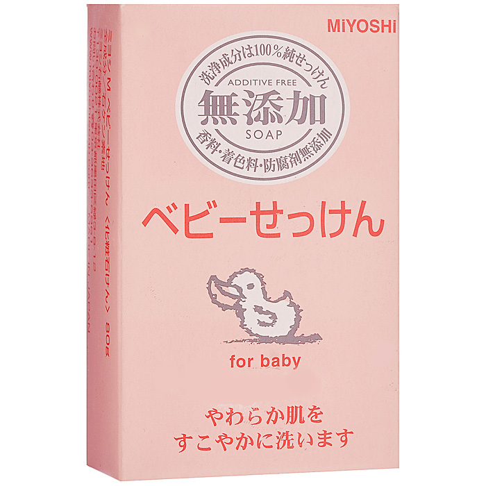 Miyoshi Мыло туалетное, для всей семьи, на основе натуральных компонентов, 80 гST-81099859 Miyoshi Мыло туалетное, для всей семьи, на основе натуральных компонентов, 80 гST-81099859Мыло с натуральными увлажняющими компонентами (пищевые жиры и масла) без добавок. Изготовлено по традиционному способу мыловарения (после процесса омыления жира масса затвердевает, режется на куски, после чего мыло готово к использованию). Подходит для ежедневного ухода за кожей для всей семьи, а также для мягкого мытья волос и кожи головы. Характеристики:Вес: 80 г. Артикул: 2024. Производитель: Япония. Товар сертифицирован.