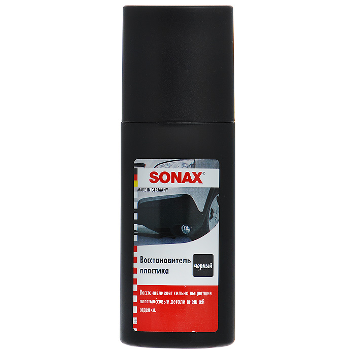 Восстановитель черного пластика Sonax, 100 мл391602 Восстановитель черного пластика Sonax, 100 мл391602Восстановитель Sonax представляет собой высокоадгезивный лак на водной основе, предназначенный для восстановления цвета сильно выцветших пластмассовых деталей. Характеристики: Объем: 100 мл. Артикул: 409100. Товар сертифицирован.