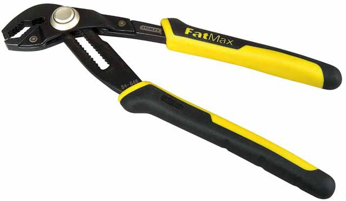 Клещи переставные Stanley FatMax, 250 мм21 395 599 Клещи переставные Stanley FatMax, 250 мм21 395 599Клещи переставные Stanley FatMax используются для захвата и надежного удержания предметов различных размеров и форм. Клещи имеют эргономичные двухкомпонентные ручки. Имеют механизм регулировки. Характеристики: Материал: пластик, металл. Длина клещей: 26 см. Максимальный зажим: 5,5 см. Размер упаковки:30 см х 9 см х 2 см.