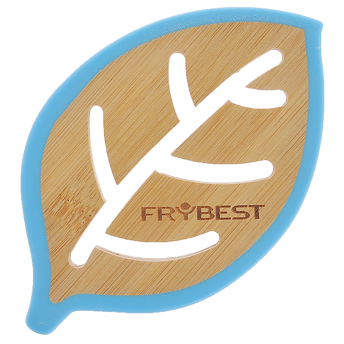 Подставка под горячее Frybest Листок бамбуковая, цвет: голубой, 14 см х 9 см115510 Подставка под горячее Frybest Листок бамбуковая, цвет: голубой, 14 см х 9 см115510Подставка под горячее Frybest Листок выполнена из высококачественной древесины бамбука в виде листочка с декоративной перфорацией. Подставка способна выдержать высокие температуры, а благодаря силиконовой цветной окантовке не скользит по поверхности стола. Каждая хозяйка знает, что подставка под горячее - это незаменимый и очень полезный аксессуар на каждой кухне. Ваш стол будет не только украшен яркой и оригинальной подставкой, но и сбережен от воздействия высоких температур.