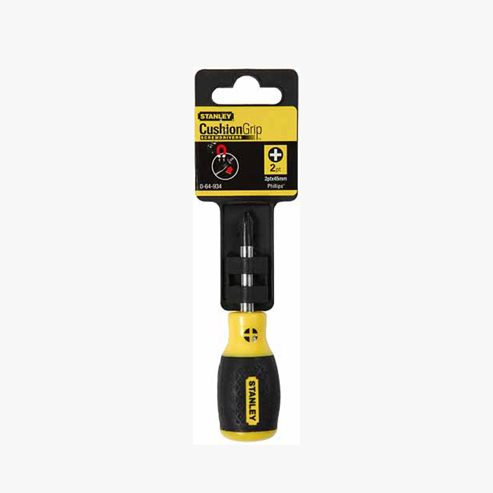 Отвертка крестовая Stanley CushionGrip, PH2 х 45 мм2706 (ПО) Отвертка крестовая Stanley CushionGrip, PH2 х 45 мм2706 (ПО)Отвертка крестовая Stanley CushionGrip имеет мягкую ручку для высокого комфорта и надежного контроля инструмента. Стержень покрыт хромом для защиты от коррозии. Подходит под шлиц Phillips. Характеристики: Материал: пластик, металл, резина. Размер отвертки: 10 см х 3 см х 3 см. Размер основания: 4,5 см х 0,6 см х 0,6 см. Диаметр жала: 0,6 см. Размер ручки: 5,5 см х 3 см х 3 см. Размеры упаковки:16,5 см х 5 см х 3 см.