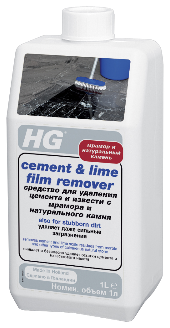 Средство HG для удаления цемента и извести с мрамора и натурального камня, 1000 млES-414 Средство HG для удаления цемента и извести с мрамора и натурального камня, 1000 млES-414Средство HG удаляет остатки цемента и известкового налета с поверхностей из мрамора, гранита, травертина, терраццо и других известняковых натуральных камней. Применение: для натурального камня. Инструкции по применению: Внимательно прочтите инструкцию перед применением средства. Удалите остатки цемента и извести щеткой, после чего слегка намочите поверхность. Разведите средство в теплой воде в пропорции 1:10 (1 часть средства, 10 частей воды). Нанесите средство чистой щеткой, легко потрите поверхность и оставьте действовать на 5 минут. Затем потрите еще раз и тщательно смойте водой. Характеристики:Объем: 1000 мл. Изготовитель: Нидерланды. Артикул: 216100161.