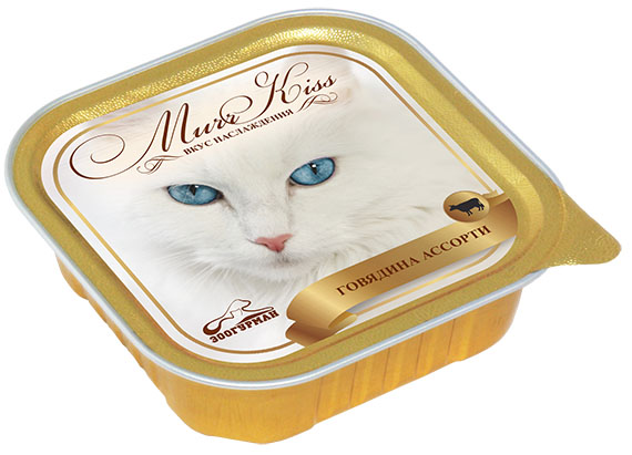 Консервы для кошек Зоогурман Murr Kiss, с говядиной ассорти, 100 г0120710 Консервы для кошек Зоогурман Murr Kiss, с говядиной ассорти, 100 г0120710Полноценный корм Зоогурман Murr Kiss - совершенное сочетание высшего качества и разнообразия вкусов. В составе корма правильный баланс ингредиентов, белков и питательных веществ, обогащенных витаминами.Состав: говядина, печень говяжья, сердце говяжье, курица, индейка, гемоглобин, сухая сыворотка, пищевая клетчатка, экстракт водорослей, дрожжевой экстракт, витаминно-минеральный комплекс.Пищевая ценность в 100 г: сырой протеин 11%, сырой жир 6%, зола 1,2%, клетчатка 0,5%, влага 78%.Добавки: Витамин А 1250 МЕ/кг, Витамин D3 250 МЕ/кг, Витамин Е 30 мг/кг.Энергетическая ценность: 100 ккал.Вес: 100 г.Товар сертифицирован.