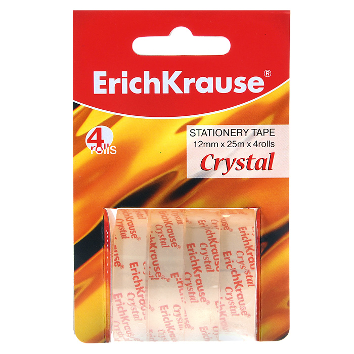 Клейкая лента Erich Crause Crystal, цвет: прозрачный, 4 штFS-00102 Клейкая лента Erich Crause Crystal, цвет: прозрачный, 4 штFS-00102Клейкая лента Erich Crause Crystal -универсальный помощник в доме и офисе. Лента предназначена для склеивания документов, упаковки, картона, имеет сильный клеящий состав.В комплекте 4 рулона. Характеристики:Диаметр рулона: 4,7 см. Длина ленты (в одном рулоне): 25 м. Ширина ленты: 1,2 см. Изготовитель:Китай.