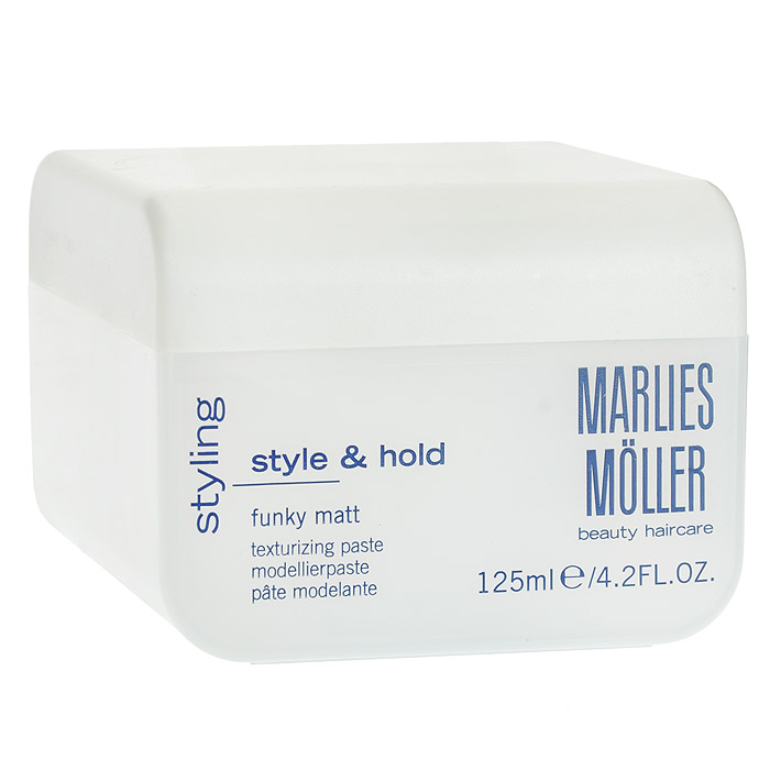Marlies Moller Паста Styling для укладки волос, матовая, 125 млMP59.3D Marlies Moller Паста Styling для укладки волос, матовая, 125 млMP59.3DСильная укладка для любых волос с шелковисто-матовым эффектом. Создает объем от корней. Легко удаляется с волос. УФ-защита. Не содержит алкоголь. Распределите между пальцами рук небольшое количество средства. Для того, чтобы придать укладке желаемую форму и матовый эффект, наносите пасту на сухие или подсушенные полотенцем волосы. Для создания более объемной укладки разотрите пасту в ладонях (как крем для рук!) и втирающими движениями нанесите на волосы в прикорневой зоне.Распределите между пальцами рук небольшое количество средства. Для того, чтобы придать укладке желаемую форму и матовый эффект, наносите пасту на сухие или подсушенные полотенцем волосы.