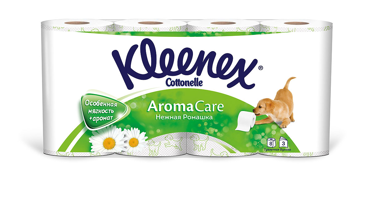 Kleenex Cottonelle Туалетная бумага Aroma Care. Нежная ромашка, трехслойная, цвет: белый, 8 рулонов787502 Kleenex Cottonelle Туалетная бумага Aroma Care. Нежная ромашка, трехслойная, цвет: белый, 8 рулонов787502Туалетная бумага Kleenex Cottonelle Aroma Care. Нежная ромашка изготовлена из целлюлозы высшего качества. Трехслойные листы белого цвета имеют рисунок с тиснением. Мягкая, нежная, но в тоже время прочная, бумага не расслаивается и отрывается строго по линии перфорации. Обладает приятным ароматом ромашки. Характеристики:Материал: 100% целлюлоза. Цвет: белый. Количество рулонов: 8 шт. Количество листов в рулоне: 155. Количество слоев: 3. Размер листа: 9,5 см х 11,2 см. Размер упаковки: 42 см х 11 см х 19,5 см. Артикул: 9450166. Производитель: Россия. Товар сертифицирован.