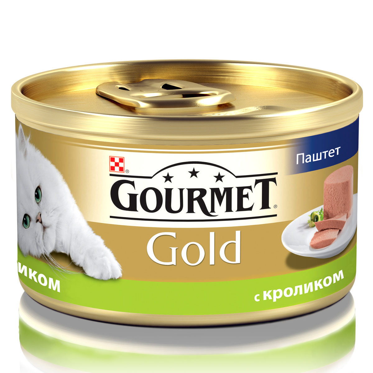 Консервы для кошек Gourmet Gold, паштет с кроликом, 85 г0120710 Консервы для кошек Gourmet Gold, паштет с кроликом, 85 г0120710Корм Gourmet Gold консервированный полнорационный для взрослых кошек.Рекомендации по кормлению: кормите кошку 2 раза в день из расчета 4 банки в день. Индивидуальные потребности животного могут отличаться, поэтому норма кормления должна быть скорректирована для поддержания оптимального веса вашей кошки. Для беременных и кормящих - кормление без ограничений.Давайте корм комнатной температуры.Следите, чтобы у вашей кошки всегда была чистая, свежая питьевая вода. Хранить в сухом прохладном месте. Состав: мясо и мясные субпродукты (из которых кролика 4%), минеральные вещества, сахар, витамины, продукты переработки злаков.Гарантируемые показатели: влажность 77,5%, белок 11,0%, жир 7,0%, сырая зола 3,0%, сырая клетчатка 0,01%.Добавленные вещества МЕ/кг: Витамин А: 1640; витамин D3: 255. мг/кг: железо: 11,4; йод: 0,28; медь: 1,0; марганец: 2,2; цинк: 11,3. Вес: 85 г.Товар сертифицирован.