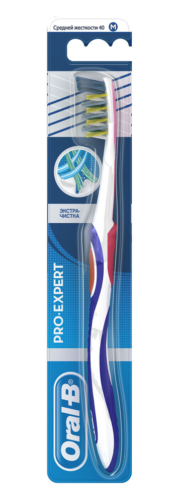Oral-B Зубная щетка Pro-Expert. Экстра-чистка, средняя жесткостьMP59.4D Oral-B Зубная щетка Pro-Expert. Экстра-чистка, средняя жесткостьMP59.4DЗубная щетка Oral-B Pro-Expert. Экстра-чистка создана специально для качественного удаления налета. Инновационные щетинки Criss Cross расположены под углом 16° друг к другу для поднятия и выметания налета. Специально разработанные щетинки Power Tip значительно удлинены для очистки труднодоступных мест. Щетка обладает исключительной маневренностью для еще более комфортной чистки. Удаляет больше налета по сравнению с щетками с обычным плоским обрезом щетинок. Голубые щетинки Indicator обесцвечиваются, сигнализируя о степени износа и эффективности щетки. Характеристики:Материал: пластик, щетина. Длина щетки: 19 см. Артикул: 75068339. Производитель: Ирландия. Товар сертифицирован.