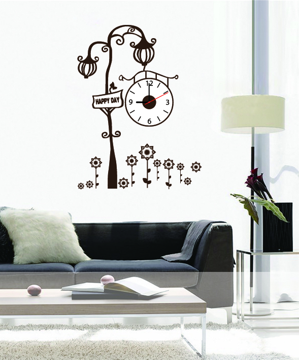 Настенные декоративные часы-стикеры Perfecto Happy Day. GLM-T012FS-91909 Настенные декоративные часы-стикеры Perfecto Happy Day. GLM-T012FS-91909Настенные декоративные часы-стикеры Happy Day в виде фонарного столба с часами добавят в ваш интерьер оригинальности. Часы представляют собой стикер, выполненный из винила - тонкого эластичного материала, который хорошо прилегает к любым гладким и чистым поверхностям, легко моется и долго держится, после удаления не оставляет следов. Циферблат выполнен из пластика и имеет три стрелки - часовую, минутную и секундную, клеится к поверхности также при помощи стикера. Такие часы станут интересным дизайнерским решением не только спальни, гостиной или детской, но также и офиса. Характеристики: Материал: винил, пластик, картон. Цвет: белый, коричневый. Диаметр циферблата: 10 см. Размер упаковки: 18,5 см х 32 см х 4 см. Артикул: GLM-T012. Рекомендуется докупить одну батарейку типа АА, в комплект не входит.