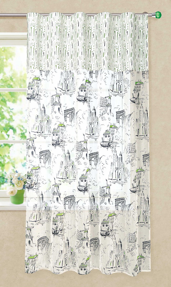 Штора готовая для кухни Garden, на ленте, цвет: серый, зеленый, размер 150* 180 см. С 3215 - W1979 - W1687 V11SVC-300 Штора готовая для кухни Garden, на ленте, цвет: серый, зеленый, размер 150* 180 см. С 3215 - W1979 - W1687 V11SVC-300Штора тюлевая для кухни Garden выполнена из легкой ткани батиста (полиэстера) с изображением венецианских каналов. Легкая текстура материала и яркая цветовая гамма привлекут к себе внимание и станут великолепным украшением кухонного окна. Штора добавит уюта и послужит прекрасным дополнением к интерьеру кухни.Изделие оснащено шторной лентой для красивой сборки.