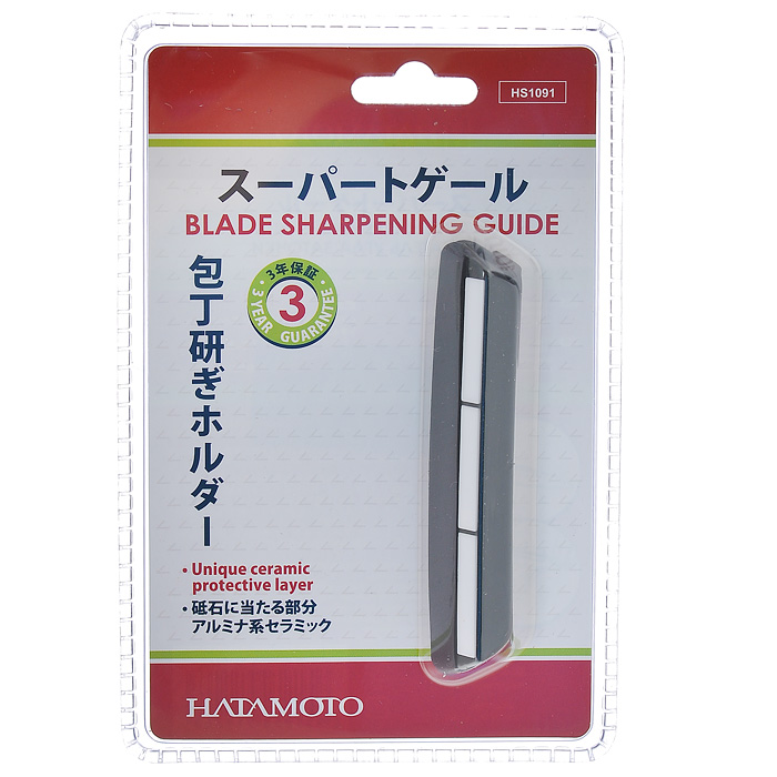 Держатель угла заточки Hatamoto, с керамическими элементами, цвет: черный54 009312 Держатель угла заточки Hatamoto, с керамическими элементами, цвет: черный54 009312Держатель угла заточки Hatamoto, выполненный из пластика, используется при заточке кухонных ножей на водном точильном камне. Он закрепляется на ноже, что позволяет с легкостью заточить его под нужным углом. Держатель имеет уникальное керамическое покрытие для более долговечного использования.Характеристики:Материал: пластик, керамика.Цвет: черный. Размер держателя: 10 см х 1,5 см х 2 см. Размер упаковки: 17 см х 11 см х 2 см. Артикул: HS1091.