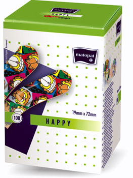 Matopat Пластыри Happy, 100 штБУ-00000316 Matopat Пластыри Happy, 100 штБУ-00000316Большая экономичная упаковка ярких цветных пластырей с изображением кота Гарфилда, которые понравятся и детям, и взрослым и надежно защитят рану. Эластичная, микропористая основа пластыря защищает рану от воды и загрязнений, и одновременно позволяет коже дышать. Гипоаллергенные. Характеристики:Количество пластырей: 100 шт. Размер пластыря: 1,9 см х 7,6 см. Производитель:Польша. Товар сертифицирован.
