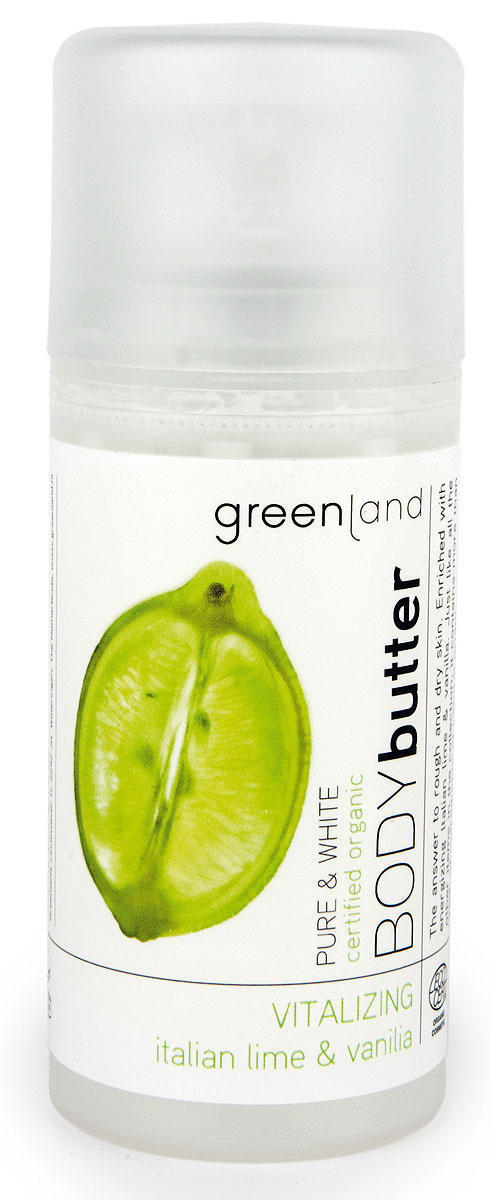 Greenland Крем для тела Pure & White, итальянский лайм и ваниль, 100 мл369777 Greenland Крем для тела Pure & White, итальянский лайм и ваниль, 100 мл369777Крем для тела глубоко увлажняет и питает кожу, делая ее более эластичной. Итальянский лайм и ваниль придают бодрость и энергию Вашей коже. Все продукты серии Pure & Whiteотмечены сертификатом органической косметики Ecocert, что подтверждает ее органическое происхождение.Способ применения: Наносите на тело легкими массажными движениями. Характеристики:Объем: 100 мл. Артикул: 0392-PWN32. Производитель: Нидерланды. Товар сертифицирован.Состав: вода, масло ши, масло подсолнечника, триглицериды каприлик-каприк, глицерин, масло какао, стеарил глюкозид, бензоат натрия, ксантановая камедь, токоферол, сок алоэ, линалоол, парфюмерная композиция, экстракт лайма, ваниль.