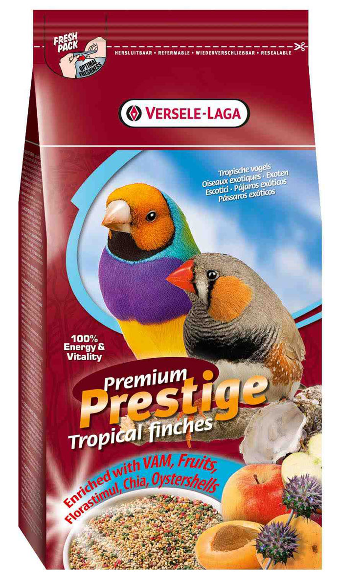 Корм для экзотических птиц Versele-Laga Tropical Finches Premium, 1 кг0120710 Корм для экзотических птиц Versele-Laga Tropical Finches Premium, 1 кг0120710Полнорационная смесь Versele-Laga Tropical Finches Premium для всех видов тропических птиц. Данная зерновая смесь сбалансирована и разнообразная по составу. Смесь дополнительно обогащена витаминами и минералами, что делает ее незаменимой для ежедневного кормления птиц. Состав: желтое просо паникум 48%, желтое просо 33%, канареечное семя 8,5%, красное просо паникум 6%,красное просо 3%,масличный нуг 1,5 %.Вес: 1 кг.Товар сертифицирован.