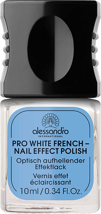 Alessandro Отбеливающий лак для ногтей Pro White French - Nail Effect Polish, французский маникюр, 10 мл28032022 Alessandro Отбеливающий лак для ногтей Pro White French - Nail Effect Polish, французский маникюр, 10 мл28032022Осветляющий лак Alessandro Pro White French - Nail Effect Polish за счет специальных пигментов предотвращает ногти от пожелтения. Характеристики:Объем: 10 мл. Артикул: 03-018. Производитель: Франция. Товар сертифицирован.