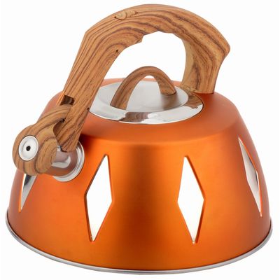Чайник металлический Bekker De Luxe, цвет: желтый, 2,8 л. BK-S455VT-1520(SR) Чайник металлический Bekker De Luxe, цвет: желтый, 2,8 л. BK-S455VT-1520(SR)Корпус чайника Bekker De Luxe выполнен из высококачественной нержавеющей стали, что обеспечивает долговечность использования. Цветной корпус. Пластмассовая фиксированная ручка с прорезиненным покрытием делает использование чайника очень удобным и безопасным. Чайник снабжен свистком и устройством для открывания носика. Капсулированное дно. Подходит для использования на электрических, газовых, стеклокерамических, галогеновых плитах. Можно мыть в посудомоечной машине. Характеристики: Материал:нержавеющая сталь, пластик, резина. Объем:2,8 л. Диаметр основания чайника: 22,5 см. Толщина стенки: 0,5 мм. Высота чайника (без учета ручки):11 см. Размер упаковки: 22,5 см х 22,5 см х 20 см.