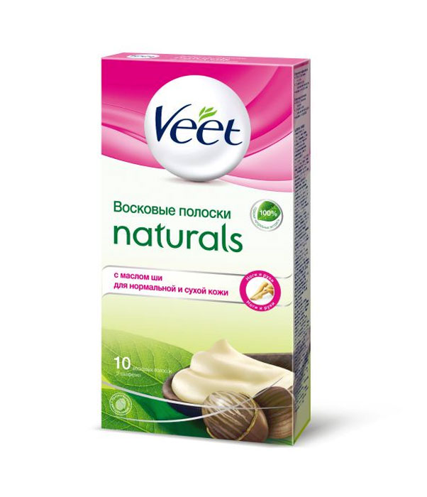 Veet Восковые полоски Naturals, с маслом ши, для нормальной и сухой кожи, 10 шт, 2 салфетки1301210 Veet Восковые полоски Naturals, с маслом ши, для нормальной и сухой кожи, 10 шт, 2 салфетки1301210С восковыми полосками Veet Naturals с маслом ши вы сможете наслаждаться гладкой и нежной кожей до 4-х недель. Благодаря формуле, содержащей масло ши, ваша кожа станет мягкой и увлажненной. Специально разработанная форма восковых полосок Veet позволяет максимально эффективно удалить волоски одним движением руки. Восковые полоски Veet удаляют даже короткие волоски. При регулярном использовании восковых полосок отрастающие волоски становятся тоньше и мягче.Товар сертифицирован.