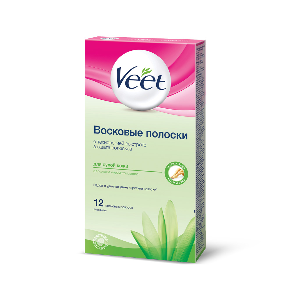 Veet Восковые полоски для сухой кожи c технологией Easy Gel-wax 12 шт1301210 Veet Восковые полоски для сухой кожи c технологией Easy Gel-wax 12 шт1301210С восковыми полосками Veet вы сможете наслаждаться гладкой и нежной кожей до 4-х недель.* Ваша кожа остается мягкой и увлажненной. Специально разработанная форма восковых полосок Veet позволяет максимально эффективно удалить волоски одним движением руки! Восковые полоски Veet удаляют даже короткие волоски. При регулярном использовании восковых полосок отрастающие волоски становятся тоньше и мягче. *по данным исследовательского центра Biophyderm s.a., Франция, 2007 г.Восковые полоски: Hedrogenated Styrene/Methyll Styrene/Indene Copolymer, Paraffinum Liquidium, Silica, Polyethylene, Parfum, Butyrospermum, Parkii Butter,Limonene, CI 77891, CI 15850Салфетки: Paraffinum Liquidum, Hexyldecyl Stearate, Parfum, Tocopheryl Acetate, Citrus Aurantium Dulcis Peel Oil, Limonene, Cedrus Atlantica Bark Oil, Pelargonium Graveolens Flower OilХранить в недоступном для детей месте. Храните оставшиеся полоски при комнатной температуре. Сохраните упаковку. Следуйте инструкции по применению. Воск подходит для использования на ногах, руках, в области подмышек и линии бикини. Не предназначен для применения на голове, лице, глазах, носу, ушах, паховой области и любых других чувствительных частях тела. Не использовать при варикозном расширении вен, на рубцах и родинках, на воспаленной, потрескавшейся, раздраженной обожжённой солнцем коже или при наличии в прошлом негативной реакции на депиляцию воском. Между процедурами депиляции должно пройти не менее 72 часов. Если вы принимаете лекарства, которые могут повлиять состояние кожи, или страдаете кожными заболеваниями, проконсультируйтесь с врачом перед депиляцией. Депиляция волос не рекомендована пожилым людям, а также людям страдающим сахарным диабетом и принимающим ретиноиды внутрь. Если вы не делали процедуру, рекомендуется начать с депиляции ног. Только после того, как у вас будет опыт, можно переходить к чувствительным зонам подмышек и бикини. Перед использованием убедитесь, что кожа в зоне депиляции чистая и сухая, а также что на ней нет ран и раздражений. Перед каждым использованием, соблюдая инструкцию, сделайте ТЕСТ НА ЧУВСТВИТЕЛЬНОСТЬ КОЖИ, используя полоску и салфетку на небольшом участке кожи в том месте, где вы будете удалять волосы. Если в течение 24 часов не появилось никакой негативной реакции, полоски можно использовать. В случае возникновения резких болевых симптомов и зуда немедленно удалите воск и тщательно промойте кожу водой. Если симптомы не проходят, обратитесь к врачу. Не наносите полоску на одну и ту же область более одного раза.Сразу после использования воска кожа может быть более чувствительной, чем обычно. Не трите кожу. После проведения депиляции рекомендуется в течение 24 часов воздержаться от использования антиперспирантов и любых других парфюмерных средств, купания, посещения солярия, принятия солнечных ванн. Если у вас закончились салфетки для завершения процедуры,используйте детское масло. Не используйте воду, мыло или спирт для удаления воска. В случае проглатывания немедленно обратитесь к врачу и покажите упаковку. Избегайте попадания в глаза. При попадании в глаза промойте большим количеством воды и обратитесь к врачу. Допускается применение восковых полосок во время беременности, но существует риск возникновения раздражения на коже.Товар сертифицирован.
