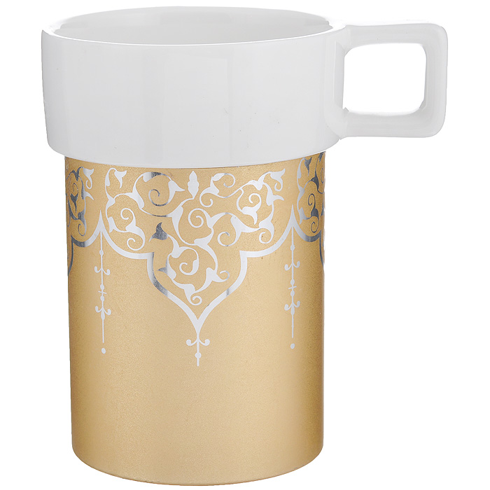 Кружка Amber Porcelain Орнамент, цвет: белый, золотистый, 220 мл115510 Кружка Amber Porcelain Орнамент, цвет: белый, золотистый, 220 мл115510Кружка Amber Porcelain Орнамент, выполненная из фарфора, имеет оригинальную форму и яркий дизайн. Дноизделия оснащено силиконовой накладкой.Такая кружка порадует васдизайном и функциональностью, а пить чай или кофе из нее станет ещеприятнее.