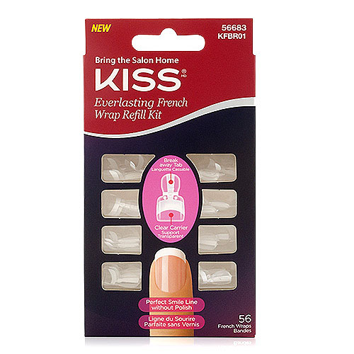 Kiss Набор смайлов для французского маникюра Everlasting French Wrap Refill Kit, 56 шт20213 Kiss Набор смайлов для французского маникюра Everlasting French Wrap Refill Kit, 56 шт20213Набор узких белых смайлов Kiss Everlasting French Wrap Refill Kit - это стойкий и идеальный френч без использования лаков, карандашей и трафаретов. Он поможет легко и быстро добиться салонного результата в домашних условиях. Типсы имеют удобные держатели, обеспечивающие простоту и точность нанесения. Они держатся до 2-х недель без сколов и элементарно удаляются. Результат – безупречная белоснежная линия улыбки на всех ногтях.Характеристики: Количество французских смайлов (типсов): 56 шт. Материал: ABS пластик. Производитель: Китай. Товар сертифицирован.