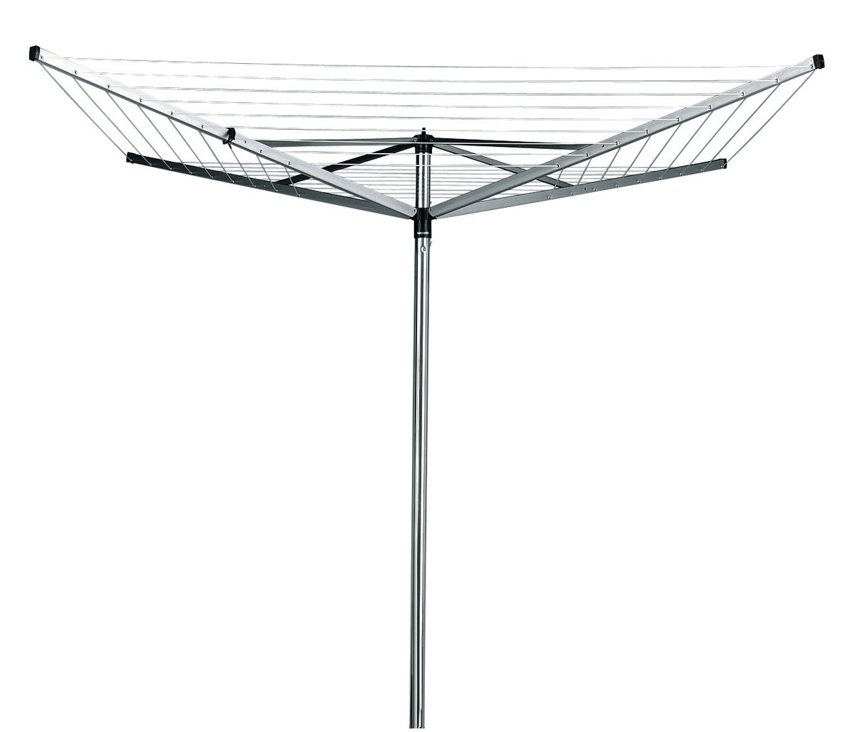 Сушилка для белья Brabantia Topspinner,уличная , 40 метров10070123 Сушилка для белья Brabantia Topspinner,уличная , 40 метров10070123Удобное развешивание белья – плавно вращающиеся направляющие. Нет необходимости обходить сушилку с корзиной белья – направляющие плавно поворачиваются даже при максимальной нагрузке мокрым бельем. Особенности: Всегда туго натянутые веревки – функция регулировки натяжения в трех положениях – простой и удобный регулируемый зонтичный механизм сложения; Удобна в хранении – прочная петелька для подвешивания; Размещается в саду или на террасе, не создавая препятствий – в комплект входит металлическое основание с закрывающимся отверстием для установки в грунт для прочного крепления сушилки без бетона; Удобная замена каждой веревки по отдельности – высококачественные устойчивые к действию ультрафиолета веревки с нескользящим профилем; Идеально походит для сушки деликатных изделий – на всех направляющих предусмотрены специальные отверстия для плечиков; Отдельно предлагается пластиковое основание с закрывающимся отверстием диаметром 45 мм для установки в бетон, позволяющее разместить сушилку в саду или на террасе, не создавая препятствий (код В); 5-летняя гарантия Brabantia.Размер (ДхШхВ): 189 х 189 х 190 см.