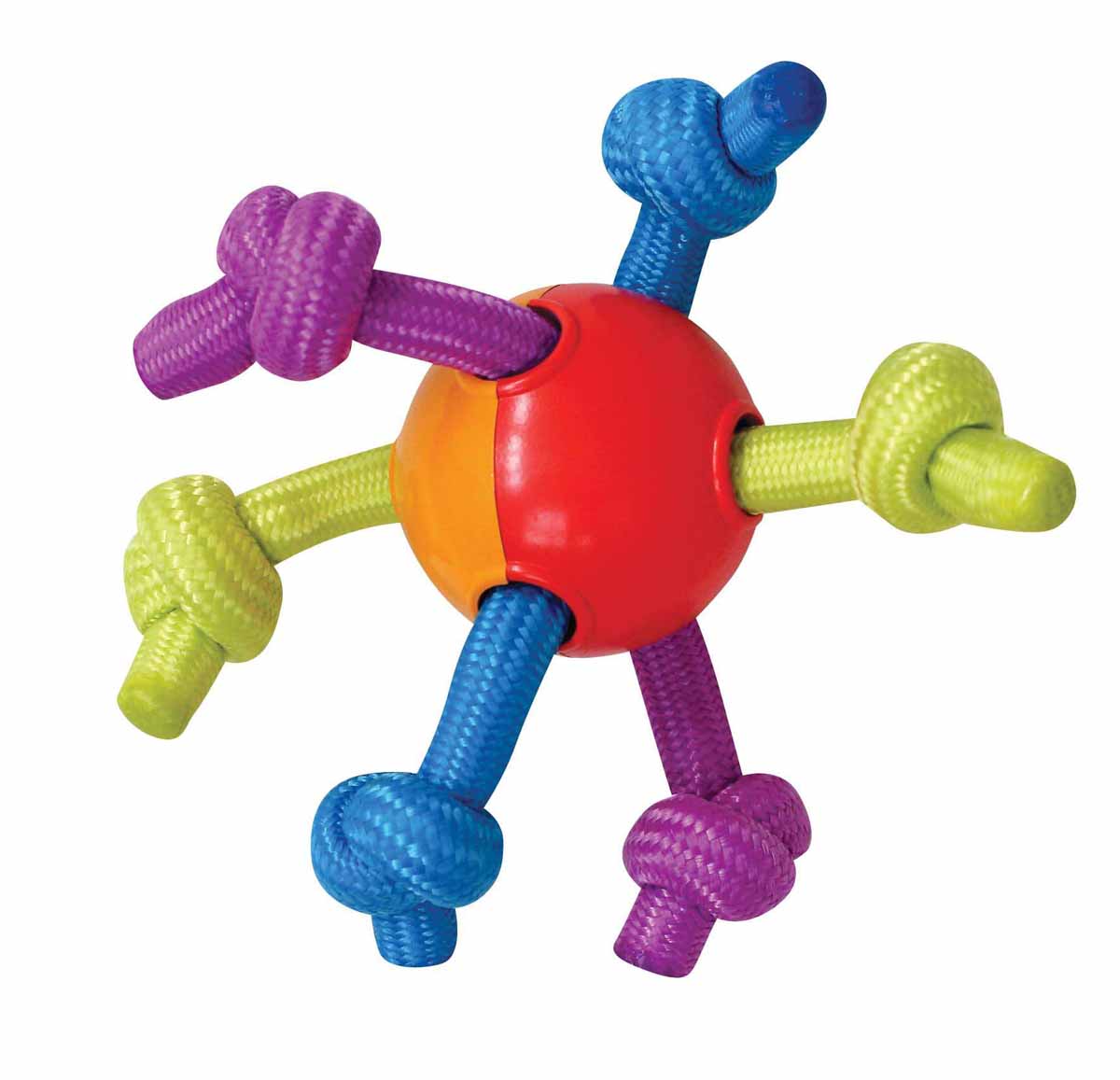 Игрушка для щенков Petstages Puppy Мячик с канатами0120710 Игрушка для щенков Petstages Puppy Мячик с канатами0120710Игрушка для щенков Petstages Puppy представляет собой пластиковый мячик с канатами. Жуя и растягивая мягкие и прочные полипропиленовые канаты, ваш питомец не повредит себе зубы и десны. Эластичный мяч способствует тренировке челюстей. Различная текстура игрушки добавляет интерес к игре. Способствует очищению зубов и десен от налета и остатков пищи.Характеристики:Материал: полипропилен.Общий размер игрушки: 18 см х 18 см х 7 см.Диаметр мяча: 7 см.