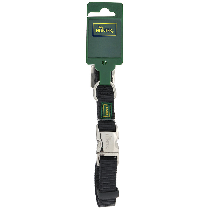 Ошейник для собак Hunter Smart ALU-Strong S, цвет: черный0120710 Ошейник для собак Hunter Smart ALU-Strong S, цвет: черный0120710Ошейник для собак Hunter Smart ALU-Strong предназначен для собак средних пород. Ошейник изготовлен из нейлона, оснащен надежной металлической застежкой и металлическим кольцом для поводка. Бегунок позволяет регулировать и фиксировать длину ошейника. Фурнитура выполнена из хромированного металла. Обхват шеи: 30 см - 45 см.Ширина ошейника: 1,5 см.