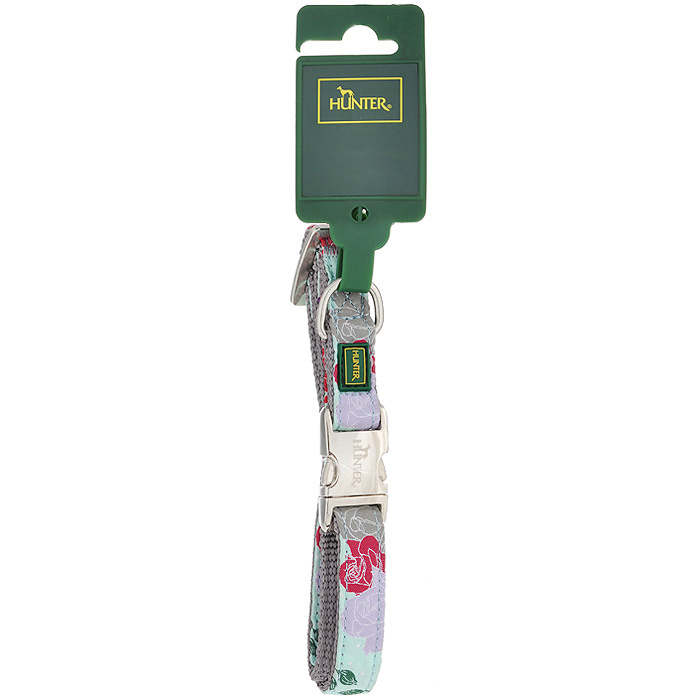 Ошейник для собак Hunter Smart Rose, цвет: ментол, размер S0120710 Ошейник для собак Hunter Smart Rose, цвет: ментол, размер S0120710Ошейник для собак Hunter Smart Rose выполнен из нейлона с цветочным принтом и предназначен для собак мелких и средних пород. Ошейник снабжен надежной металлической застежкой и металлическим кольцом для поводка.Благодаря пластиковому бегунку размер ошейника регулируется и фиксируется.Обхват шеи: 30 см - 45 см.Ширина ошейника: 1,5 см.