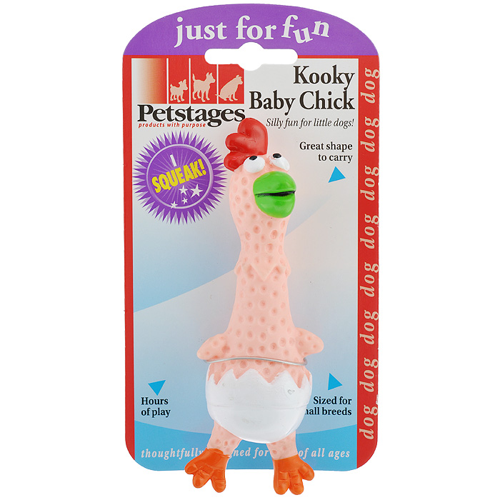 Игрушка для собак Petstages Цыпленок. 638EEX0120710 Игрушка для собак Petstages Цыпленок. 638EEX0120710Игрушка для собак Petstages Цыпленок предназначена для собак мелких и средних пород. Игрушка способствует тренировке жевательных мышц и массажу десен. Изготовлена из винила. Причудливый дизайн и пищалки добавляют интерес к игре.Характеристики: Материал: винил.Размер игрушки (ДхШхВ): 5 см х 13 см х 3 см.